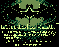 Batman & Robin title screen for Game.Com